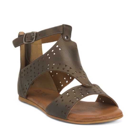 Roan by BED/STU Leather Kit Cut Out Bosco Gray Flat Sandals Women’s Size 7 - Picture 1 of 8